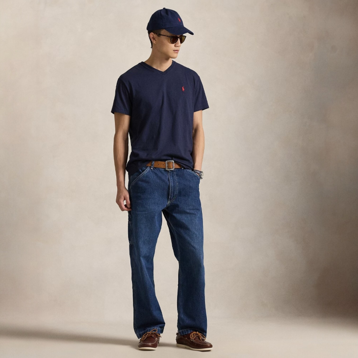 POLO RALPH LAUREN CUSTOM SLIM FIT JERSEY V-NECK T-SHIRT