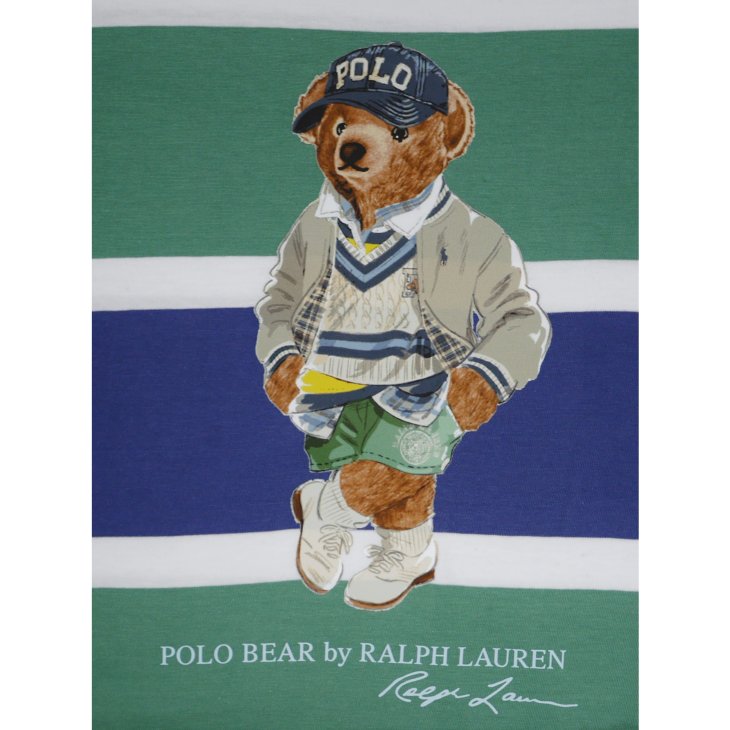 POLO RALPH LAUREN BOYS POLO BEAR STRIPED COTTON JERSEY TEE