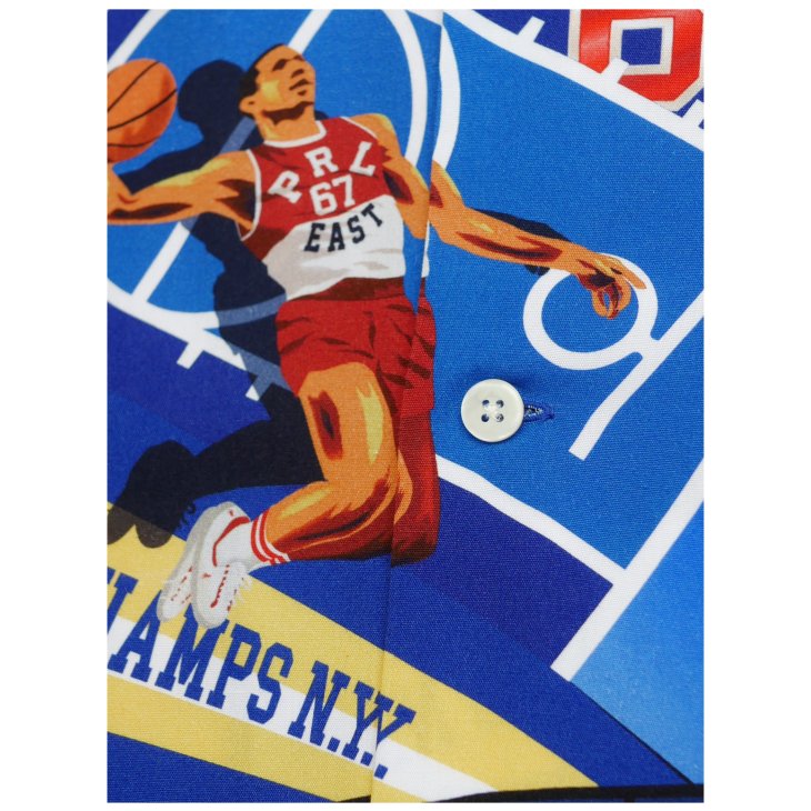 POLO RALPH LAUREN CLASSIC FIT BASKETBALL PRINT CAMP SHIRT
