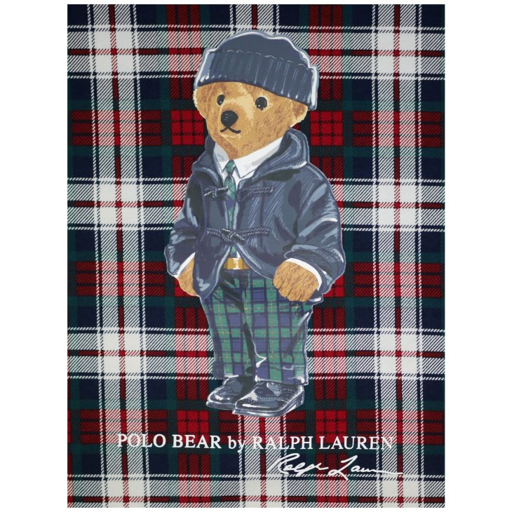 POLO RALPH LAUREN BOYS POLO BEAR PLAID COTTON JERSEY TEE