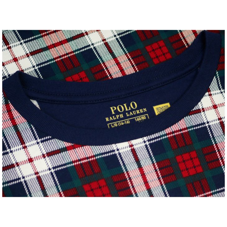 POLO RALPH LAUREN BOYS POLO BEAR PLAID COTTON JERSEY TEE