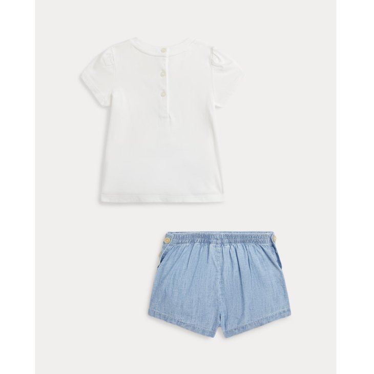 POLO RALPH LAUREN BABY GIRL POLO BEAR COTTON TEE & SHORT SET