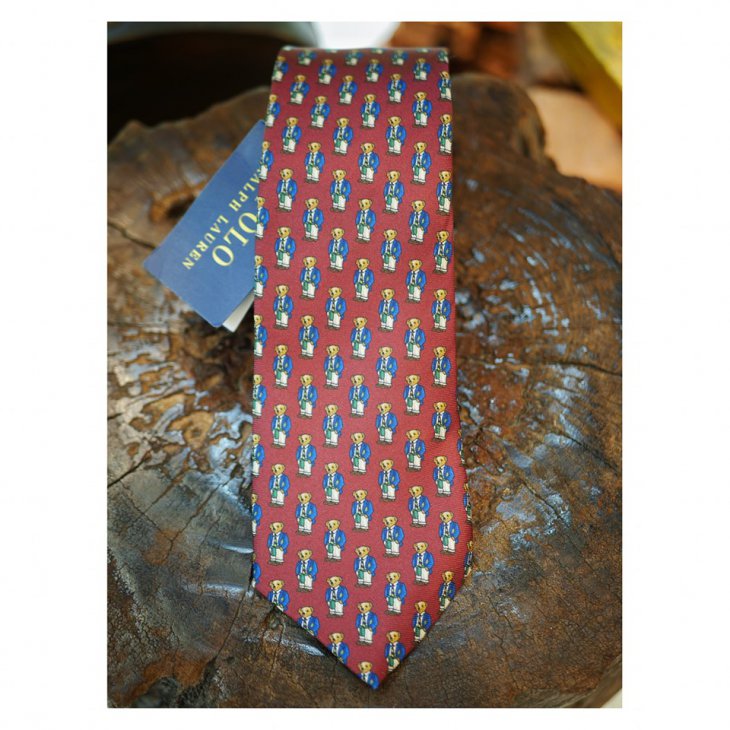 POLO RALPH LAUREN BEAR SILK NARROW TIE