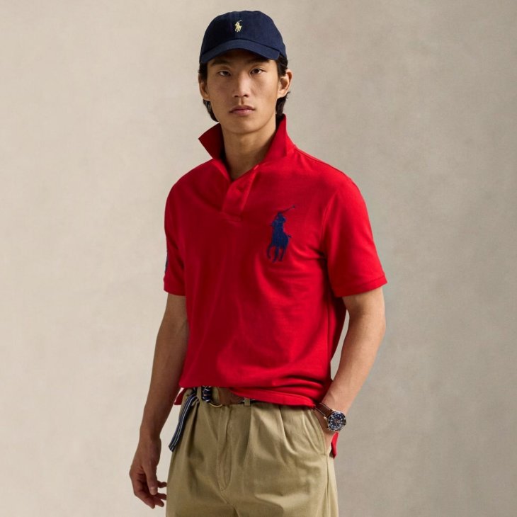 POLO RALPH LAUREN CUSTOM SLIM FIT BIG PONY MESH POLO SHIRT