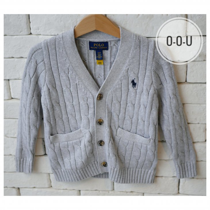POLO RALPH LAUREN KIDS CABLE-KNIT COTTON V-NECK CARDIGAN