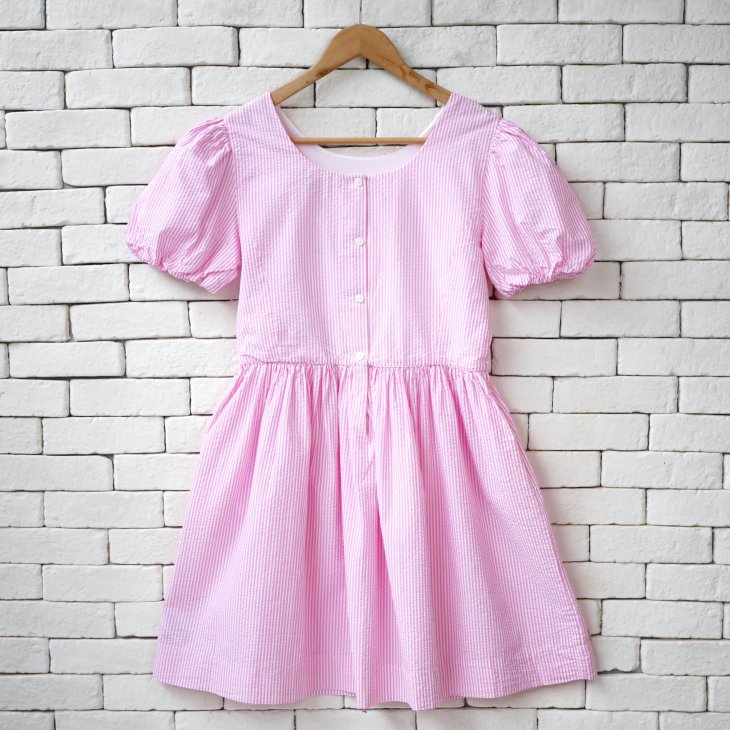 POLO RALPH LAUREN GIRLS STRIPED COTTON SEERSUCKER DRESS
