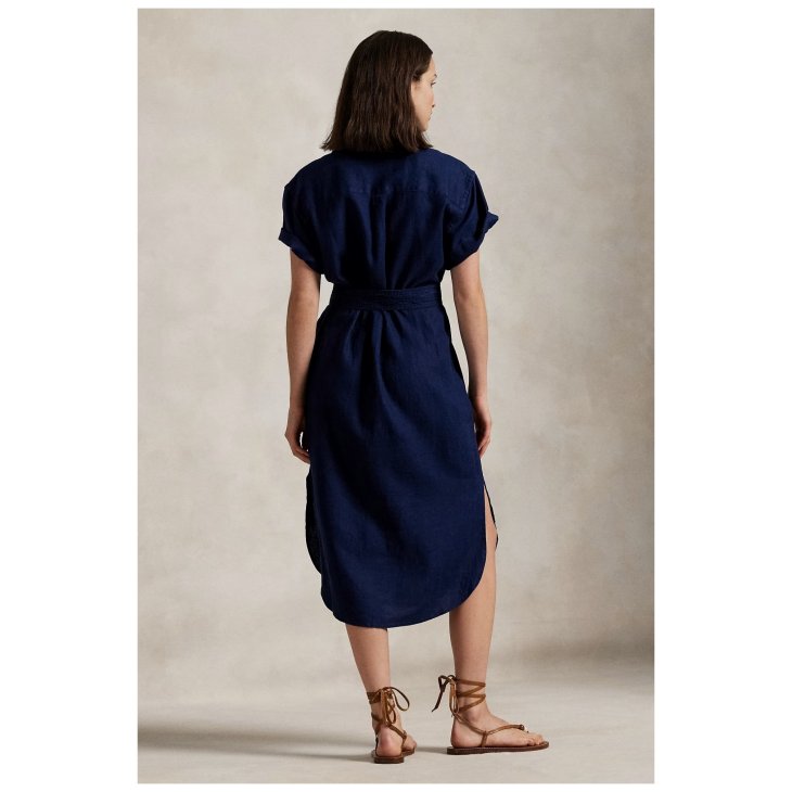 POLO RALPH LAUREN LINEN SHORT SLEEVE SHIRTDRESS
