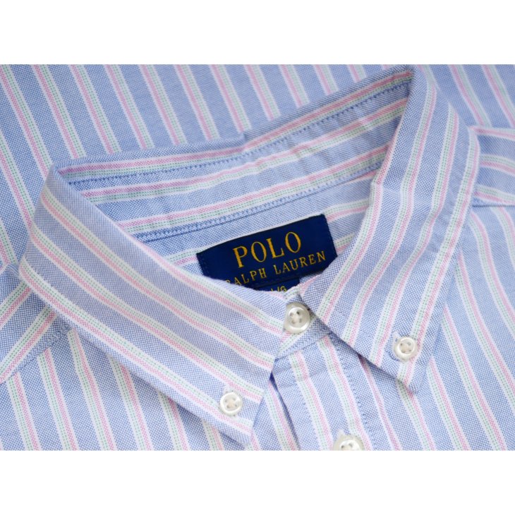 POLO RALPH LAUREN BOYS STRIPED COTTON OXFORD SHORT-SLEEVE SHIRT
