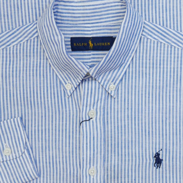 POLO RALPH LAUREN CUSTOM FIT STRIPED LINEN SHIRT
