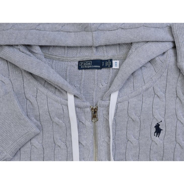 POLO RALPH LAUREN WOMEN CABLE-KNIT COTTON FULL ZIP HOODIE