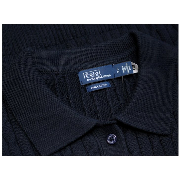POLO RALPH LAUREN CABLE KNIT COTTON POLO CARDIGAN