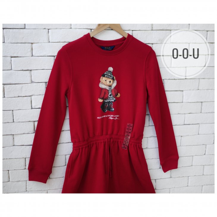 POLO RALPH LAUREN GIRLS POLO BEAR FLEECE DRESS