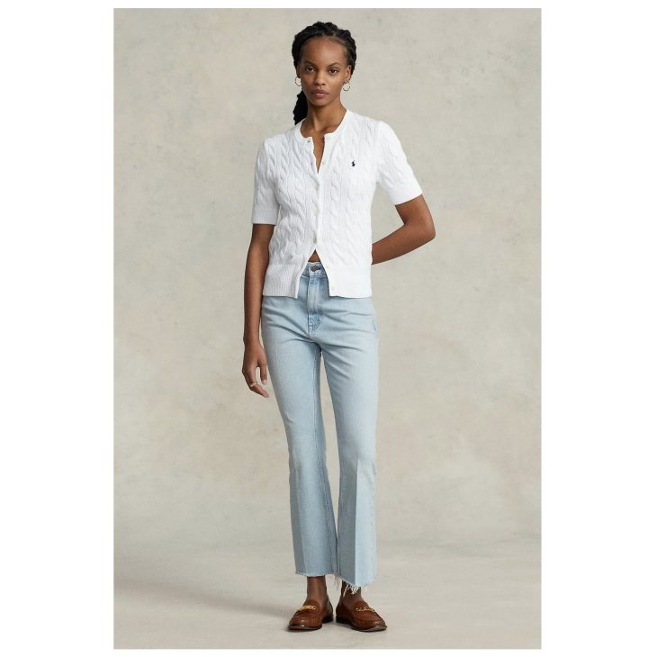 POLO RALPH LAUREN CABLE KNIT SHORT SLEEVE CARDIGAN