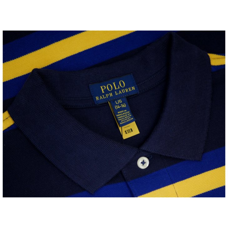 POLO RALPH LAUREN BOYS STRIPED COTTON MESH POLO SHIRT