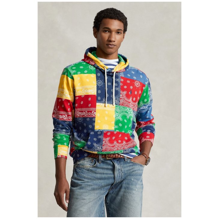 POLO RALPH LAUREN PATCHWORK PRINT SPA TERRY HOODIE