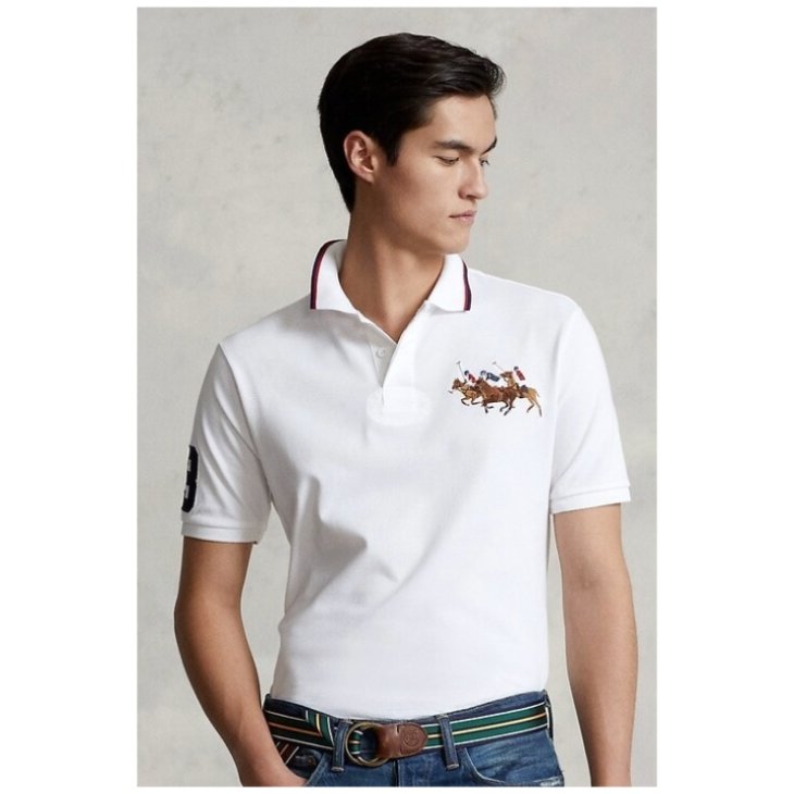 POLO RALPH LAUREN CLASSIC FIT TRIPLE-PONY MESH POLO SHIRT