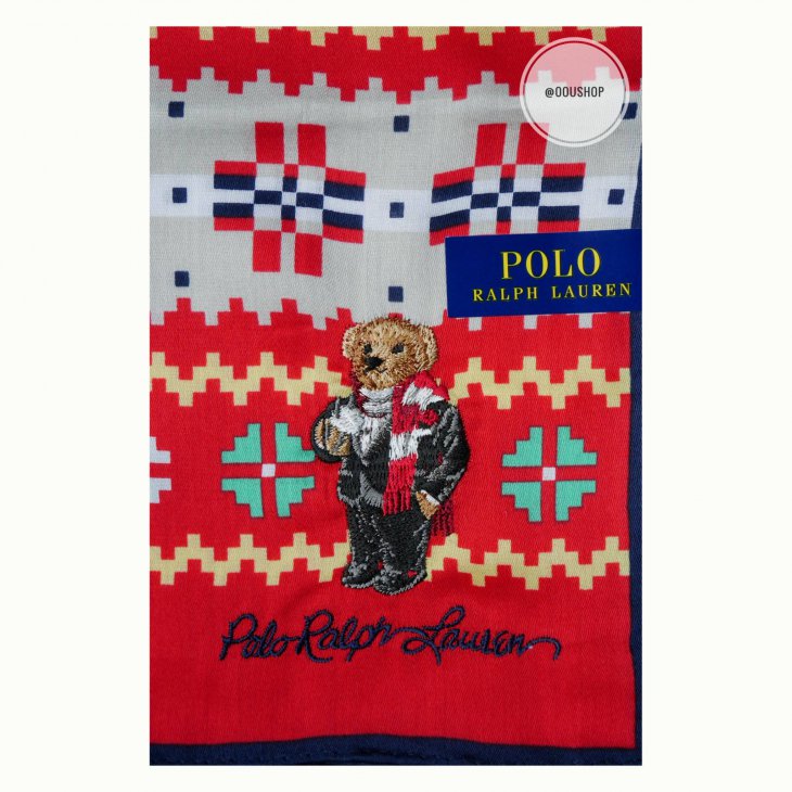 POLO RALPH LAUREN SCARF HANDKERCHIEF POCKET SQUARE POLO BEAR XMAS