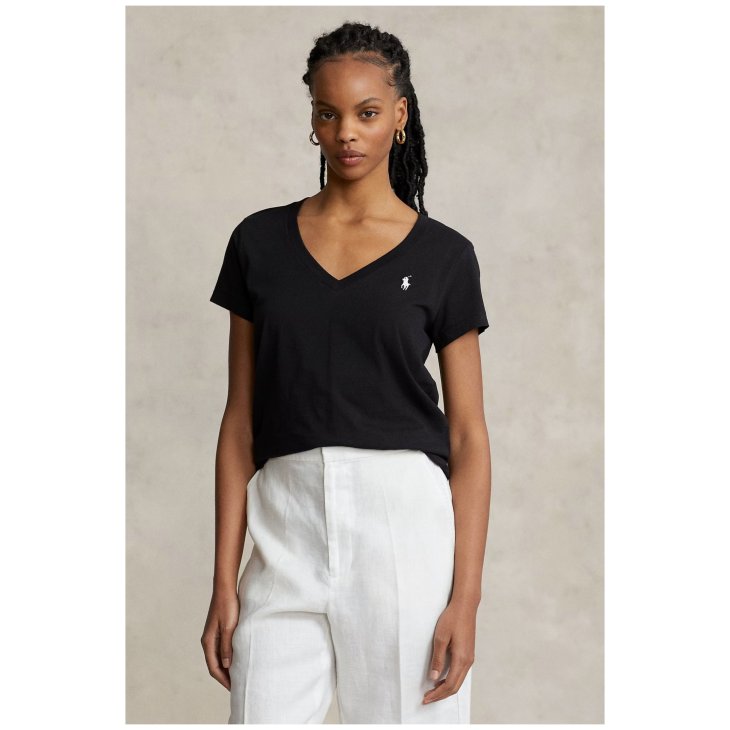 POLO RALPH LAUREN WOMEN COTTON JERSEY V-NECK TEE
