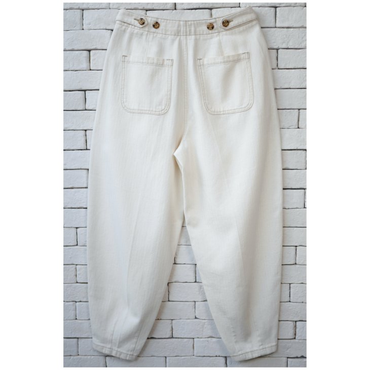 POLO RALPH LAUREN PLEATED COTTON HERRINGBONE PANT