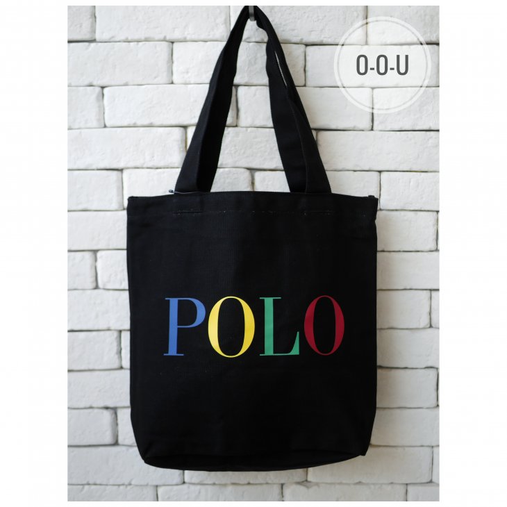POLO RALPH LAUREN LOGO COTTON CAVAS TOTE