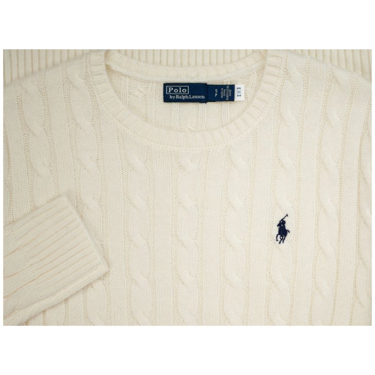 POLO RALPH LAUREN WOMEN CABLE-KNIT COTTON CREWNECK SWEATER