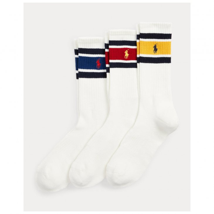 POLO RALPH LAUREN STRIPED CUFF CREW SOCK-3 PACK