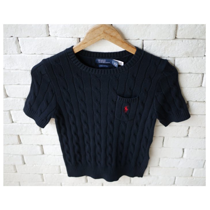 ️POLO RALPH LAUREN WOMEN CABLE-KNIT COTTON SHORT-SLEEVE SWEATER