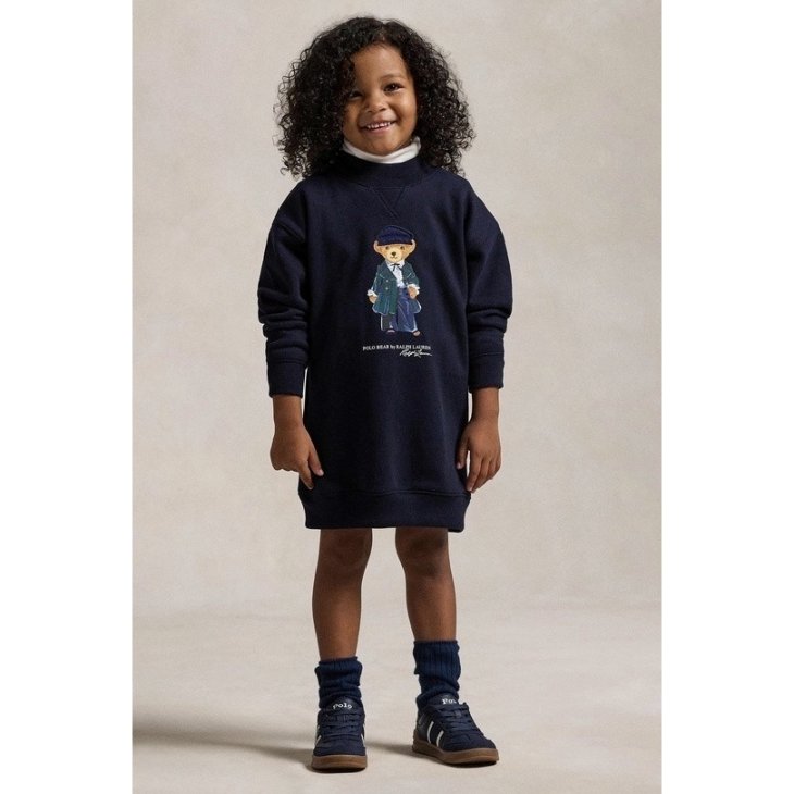 POLO RALPH LAUREN KIDS POLO BEAR FLEECE SWEATSHIRT DRESS