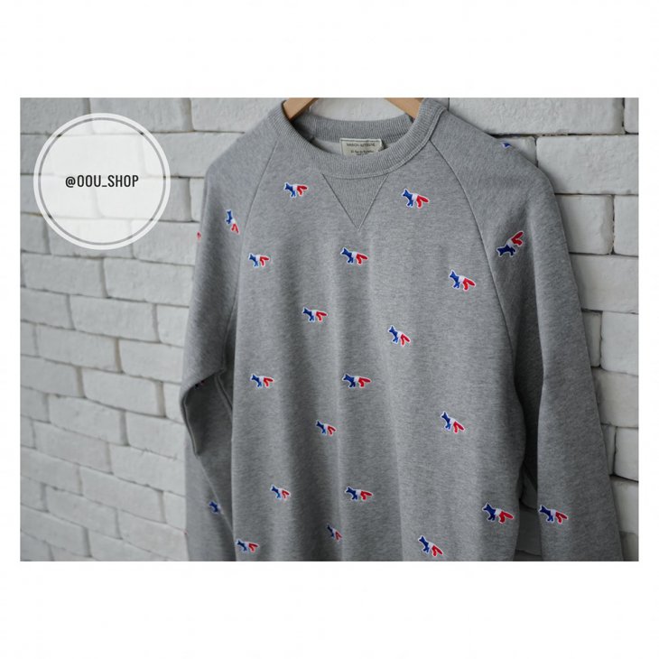 MAISON KITSUNE ALL-OVER TRICOLOR FOX EMBROIDERY MAN SWEATSHIRT
