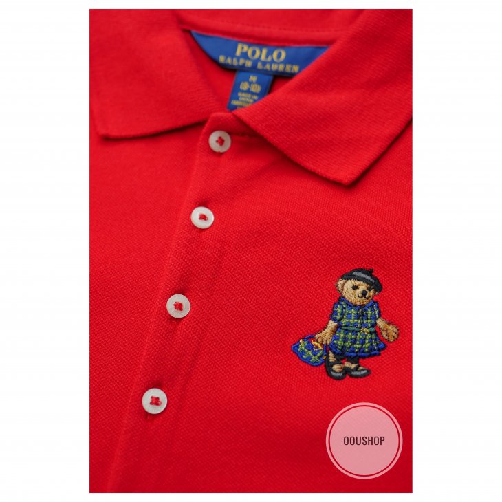 POLO RALPH LAUREN POLO BEAR GIRLS STRETCH MESH POLO DRESS