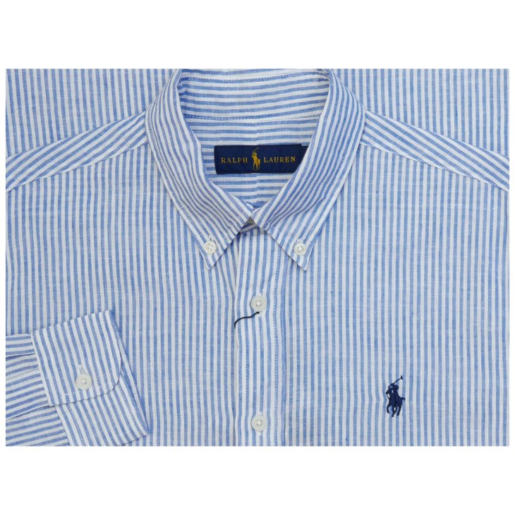 POLO RALPH LAUREN CUSTOM FIT STRIPED LINEN SHIRT