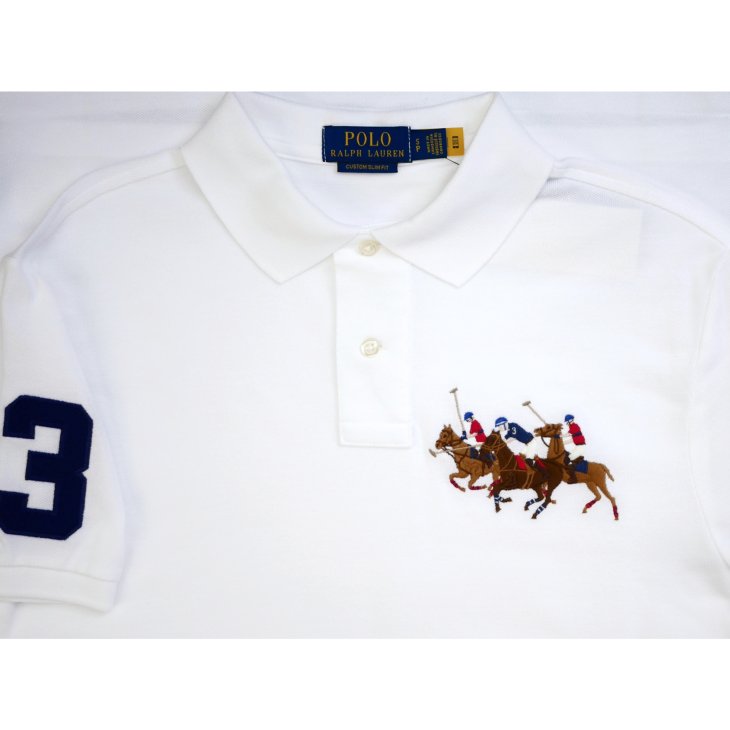 POLO RALPH LAUREN CUSTOM SLIM FIT TRIPLE PONY POLO SHIRT