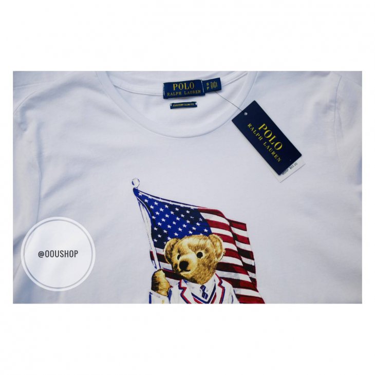 POLO RALPH LAUREN FLAG BEAR COTTON T-SHIRT