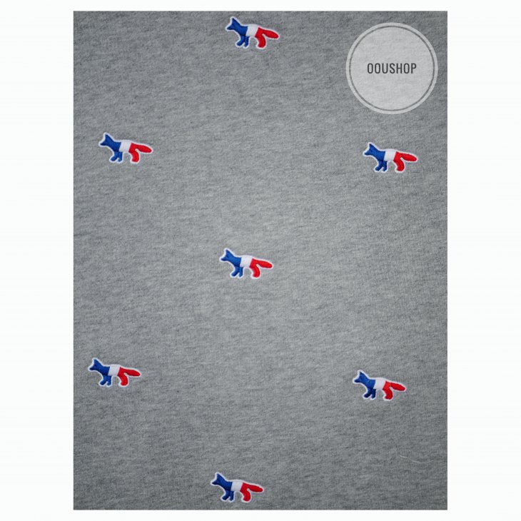 MAISON KITSUNE ALL-OVER TRICOLOR FOX EMBROIDERY SWEATSHIRT