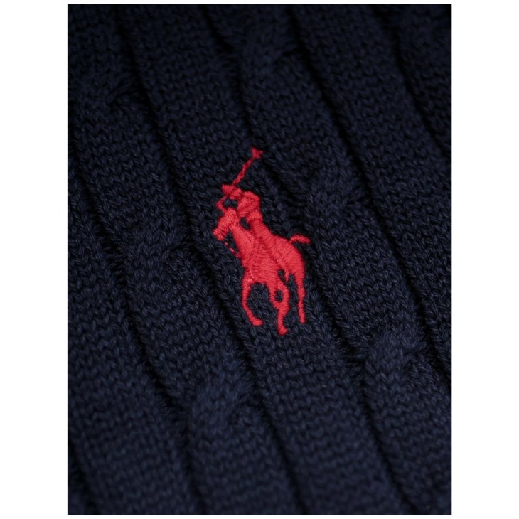 POLO RALPH LAUREN CABLE KNIT COTTON POLO CARDIGAN