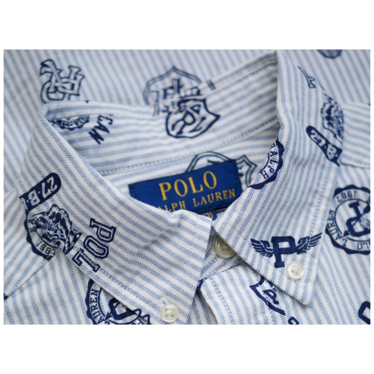 POLO RALPH LAUREN BOYS STRIPED COTTON OXFORD GRAPHIC SHIRT
