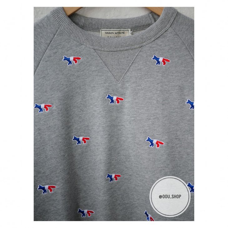 MAISON KITSUNE ALL-OVER TRICOLOR FOX EMBROIDERY WOMEN SWEATSHIRT