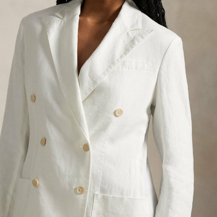 POLO RALPH LAUREN WOMEN DOUBLE-BREASTED LINEN BLAZER