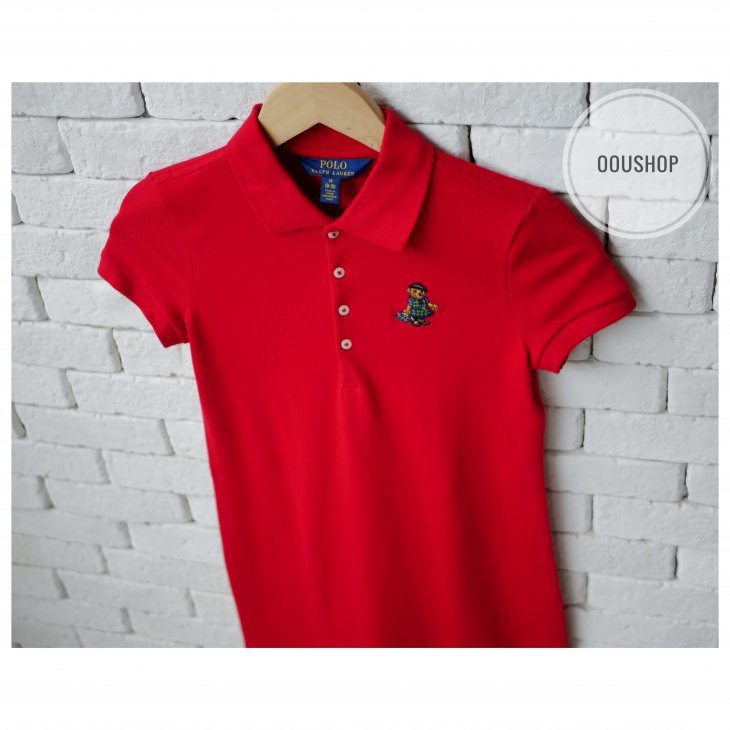 POLO RALPH LAUREN POLO BEAR GIRLS STRETCH MESH POLO DRESS