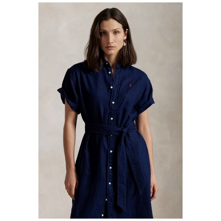 POLO RALPH LAUREN LINEN SHORT SLEEVE SHIRTDRESS