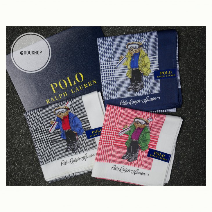 POLO RALPH LAUREN SKI BEAR HANDKERCHIEF POCKET SQUARE