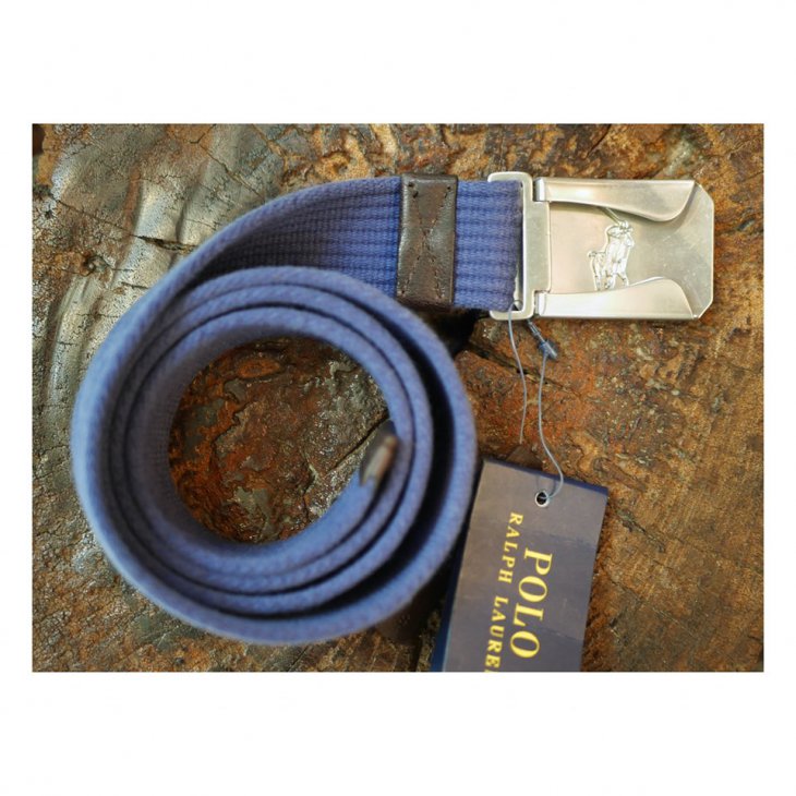 POLO RALPH LAUREN WEBBED BELT IN WASH NAVY