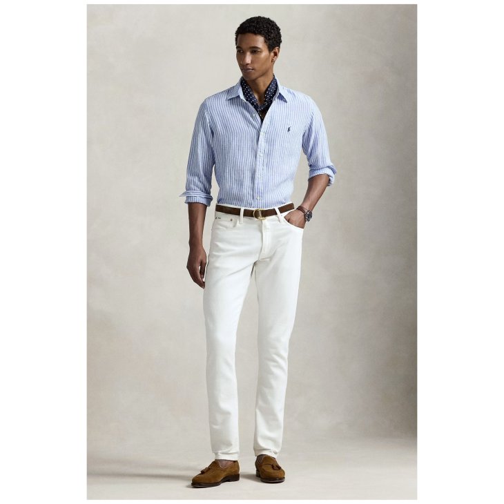 POLO RALPH LAUREN CUSTOM FIT STRIPED LINEN SHIRT