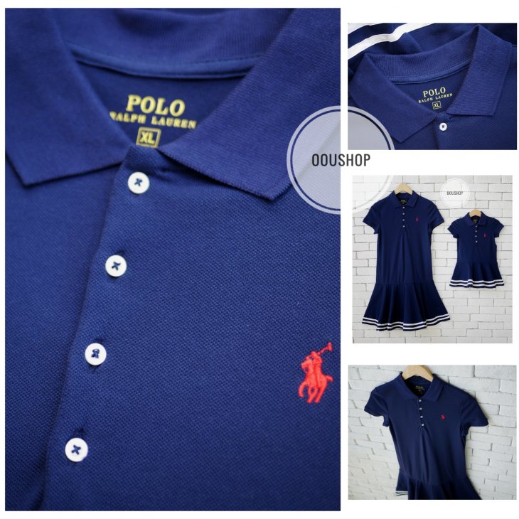 POLO RALPH LAUREN GIRLS STRIPED STRETCH MESH POLO DRESS