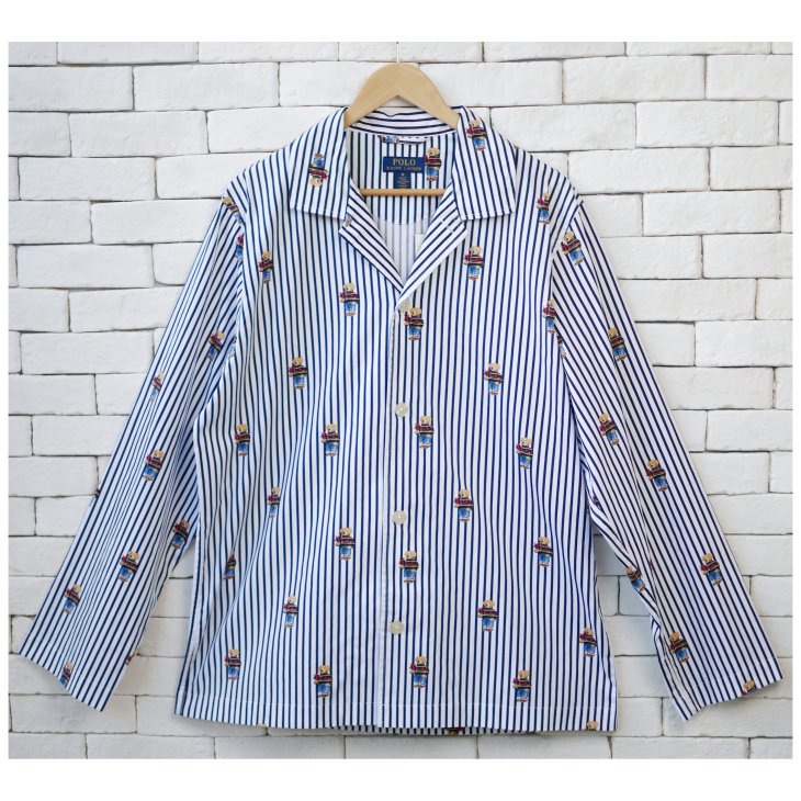 POLO RALPH LAUREN POLO BEAR STRIPED COTTON PYJAMA SET