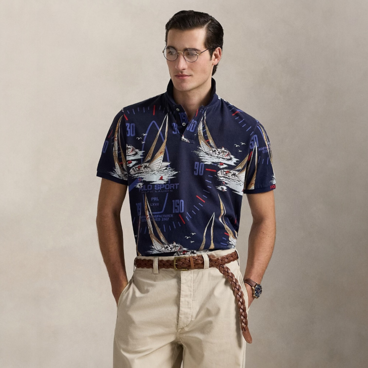POLO RALPH LAUREN CLASSIC FIT NAUTICAL MESH POLO SHIRT