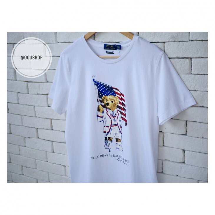 POLO RALPH LAUREN FLAG BEAR COTTON T-SHIRT