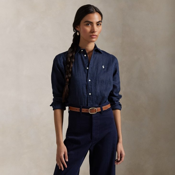 POLO RALPH LAUREN WOMEN CLASSIC FIT LINEN SHIRT