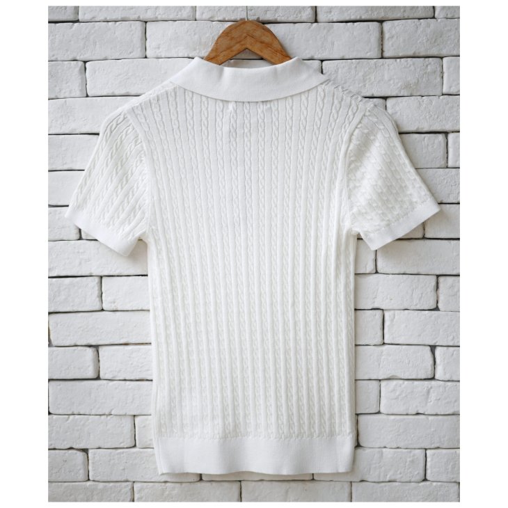 POLO RALPH LAUREN WOMEN COTTON CABLE KNIT POLO SHIRT