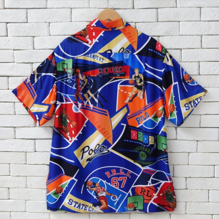 POLO RALPH LAUREN CLASSIC FIT BASKETBALL PRINT CAMP SHIRT